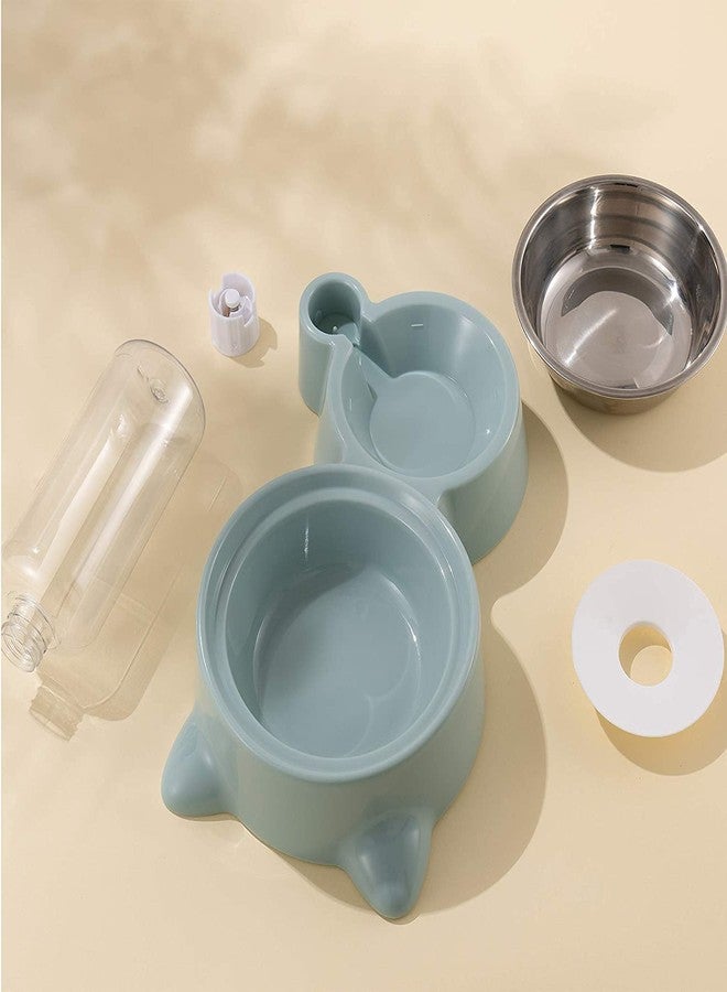 CREDLY Double Bowl Water and Food Cat Feeder Detachable Stainless Steel Bowl and Automatic Water Dispenser Bottle for Kitten, Puppies and Small Cat Dog Set of 1 - Image 3